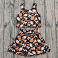 Baby Girl Shot Sleeves Orange Football Bows Cheer Tops Skort Team Yoga Active Set RTS