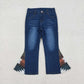 Baby Girl Western Aztec Blue Denim Bell Pants Jeans Bottoms RTS