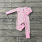 Baby Girls Long Sleeves Donuts Hearts Pink Zipper Valentines Sleeper Romper RTS