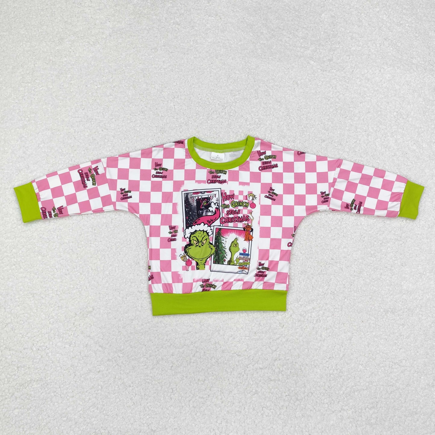 Baby Girl Christmas Green Frog Checkered Shirt Tops