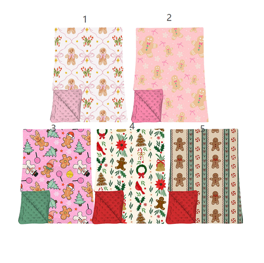 ( Moq 5 each style ) Sibling Baby Girls Kids Christmas Bows Gingerbread Blankets