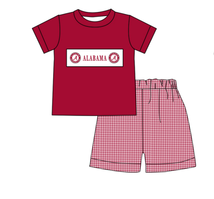 Baby Boy A Team Shirt Red Plaid Shorts Set