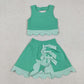 Sibling Baby Girls Kids Green Plaid Bows Skort Yoga Active Dress Set Scallop Clothes RTS