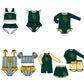 ( Moq 5 Each Style ) Baby Boys Girls Kids Team Sibling Green Jumpsuits Sets Swimsuits