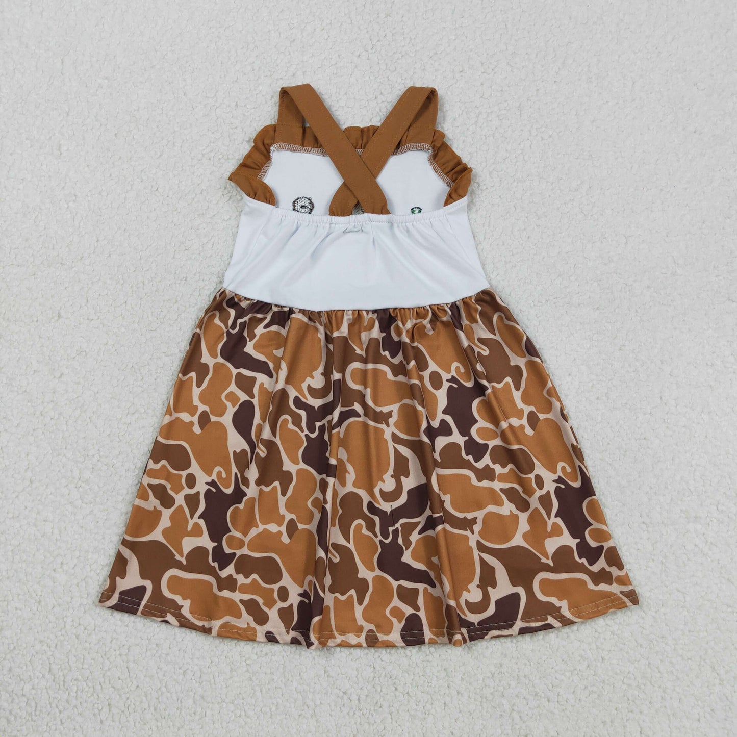Baby Girl Sleeveless Embroidery Duck Call Dog Camo Knee Length Dress RTS