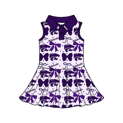 ( Moq 5 each style ) Baby Boy Girl Toddler Team Tigers Purple Bows Sibling Shirt Dress Set