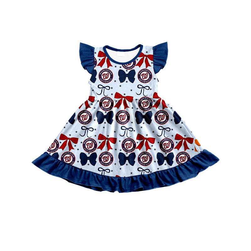 ( Moq 5 each style ) Baby Boy Girl Toddler W Team Bows ‌Sibling Shirt Dress Set 6.17