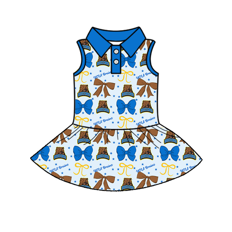 ( Moq 5 each style ) Baby Girl Toddler Bears Team Bows ‌Sibling Dress Set