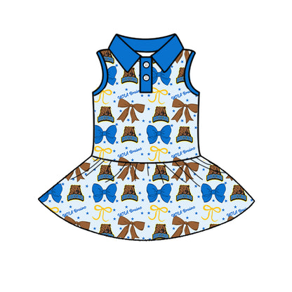 ( Moq 5 each style ) Baby Girl Toddler Bears Team Bows ‌Sibling Dress Set