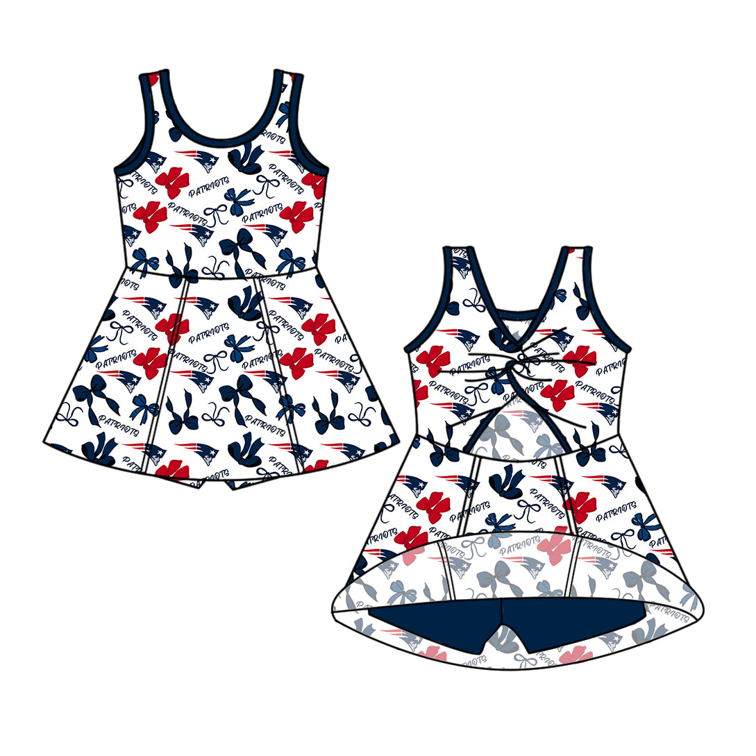 ( Moq 5 Each Style ) Baby Girls Toddler Navy Bows Sibling Team Shorts Dresses Set Clothing