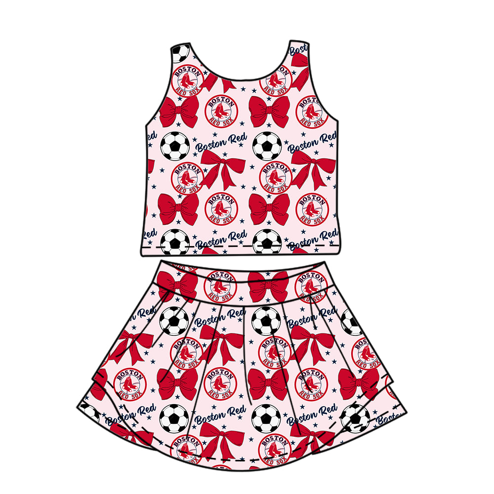 ( Moq 5 each style ) Baby Girl Toddler Team Stars Bows ‌Soccer‌ Sibling Shirt Dress Set
