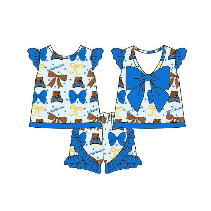 ( Moq 5 each style ) Baby Girl Toddler Bears Team Bows ‌Sibling Dress Set