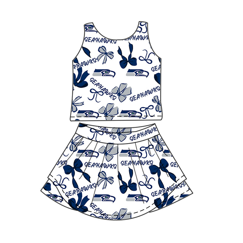 ( Moq 5 Each Style ) Baby Girls Toddler Blue Bows Team Sibling Shorts Dresses Set Summer Clothes