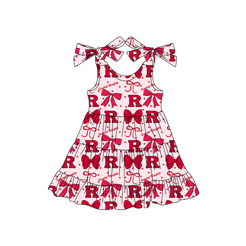 ( Moq 5 each style ) Baby Boy Girl Toddler R Team Bows Sibling Shirt Dress Set