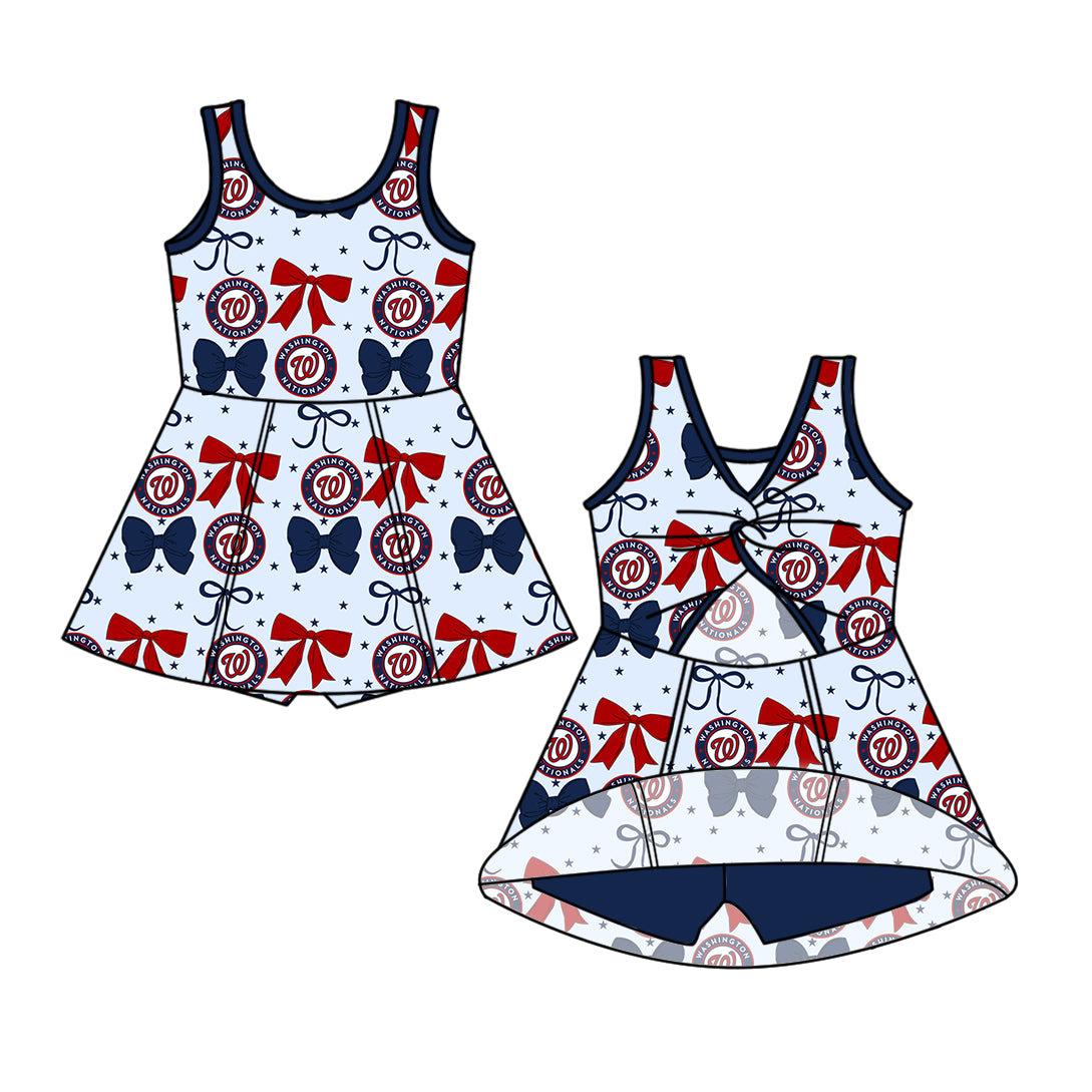 ( Moq 5 each style ) Baby Boy Girl Toddler W Team Bows ‌Sibling Shirt Dress Set 6.17