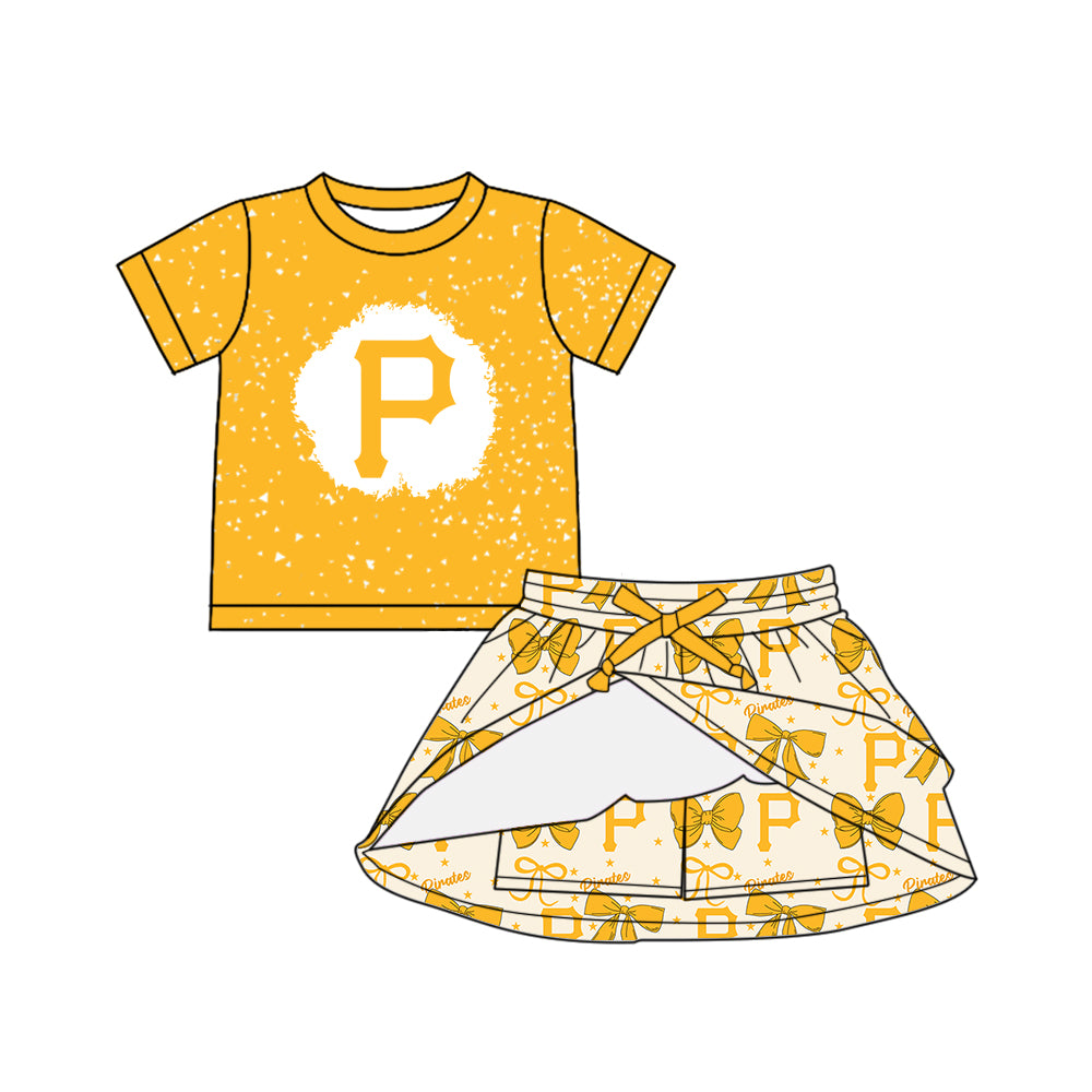 ( Moq 5 each style ) Baby Boy Girl Toddler Team Yellow Bows ‌Sibling Dress Set