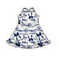 ( Moq 5 Each Style ) Baby Girls Toddler Blue Bows Team Sibling Shorts Dresses Set Summer Clothes