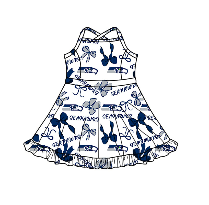 ( Moq 5 Each Style ) Baby Girls Toddler Blue Bows Team Sibling Shorts Dresses Set Summer Clothes