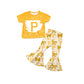 ( Moq 5 each style ) Baby Boy Girl Toddler Team Yellow Bows ‌Sibling Dress Set