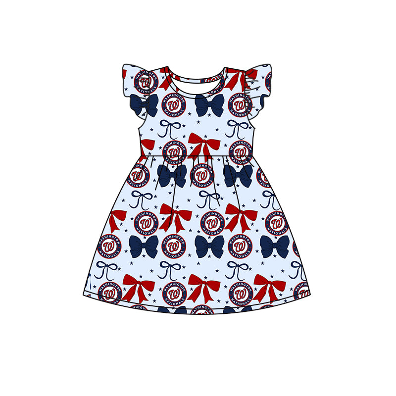 ( Moq 5 each style ) Baby Boy Girl Toddler W Team Bows ‌Sibling Dress Set 6.17