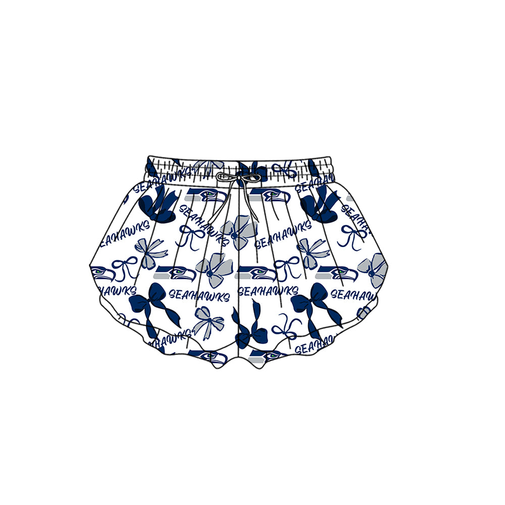 ( Moq 5 Each Style ) Baby Girls Toddler Blue Bows Team Sibling Shorts Dresses Set Summer Clothes