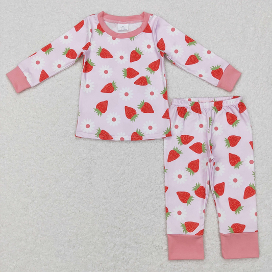 GLP0961 Baby Girl Long Sleeves Strawberry Floral Pants Outfit