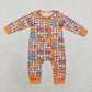 Baby Boy Long Sleeves Fall Pumpkin Trucks Zipper Bamboo Romper