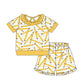 ( Moq 5 ) Preorder Baby Girls Kids Short Sleeves Yellow Pencil Shirt Shorts Set Back to School Clothes