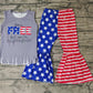 Promotion July 4th Baby Girl Bell Pants Set