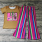 Promotion Baby Girl Cow Cactus Shirt Stripes Bell Pants Set