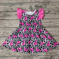 Promotion Baby Girl Western Cow Print Short Sleeves Hats Dress