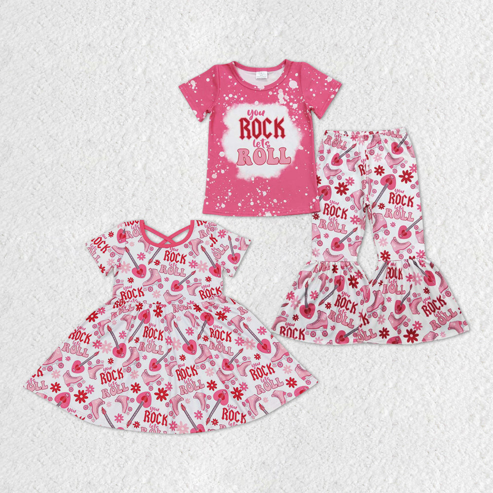 Baby Girl Rock Sibling Sister Pink Set Dress