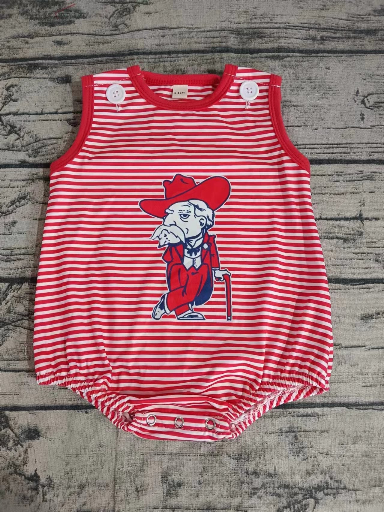 Baby Boy Team Sleeveless Red Stripes Summer Romper