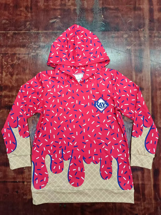 ( Moq 5 ) Baby Girl Red Long Sleeves Team Hoodie Shirt Tops
