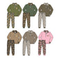 ( Moq 5 Each Style ) Sibling Baby Boys Kids Long Sleeves Zipper Shirts Camo Pants Sets Hunting Clothes