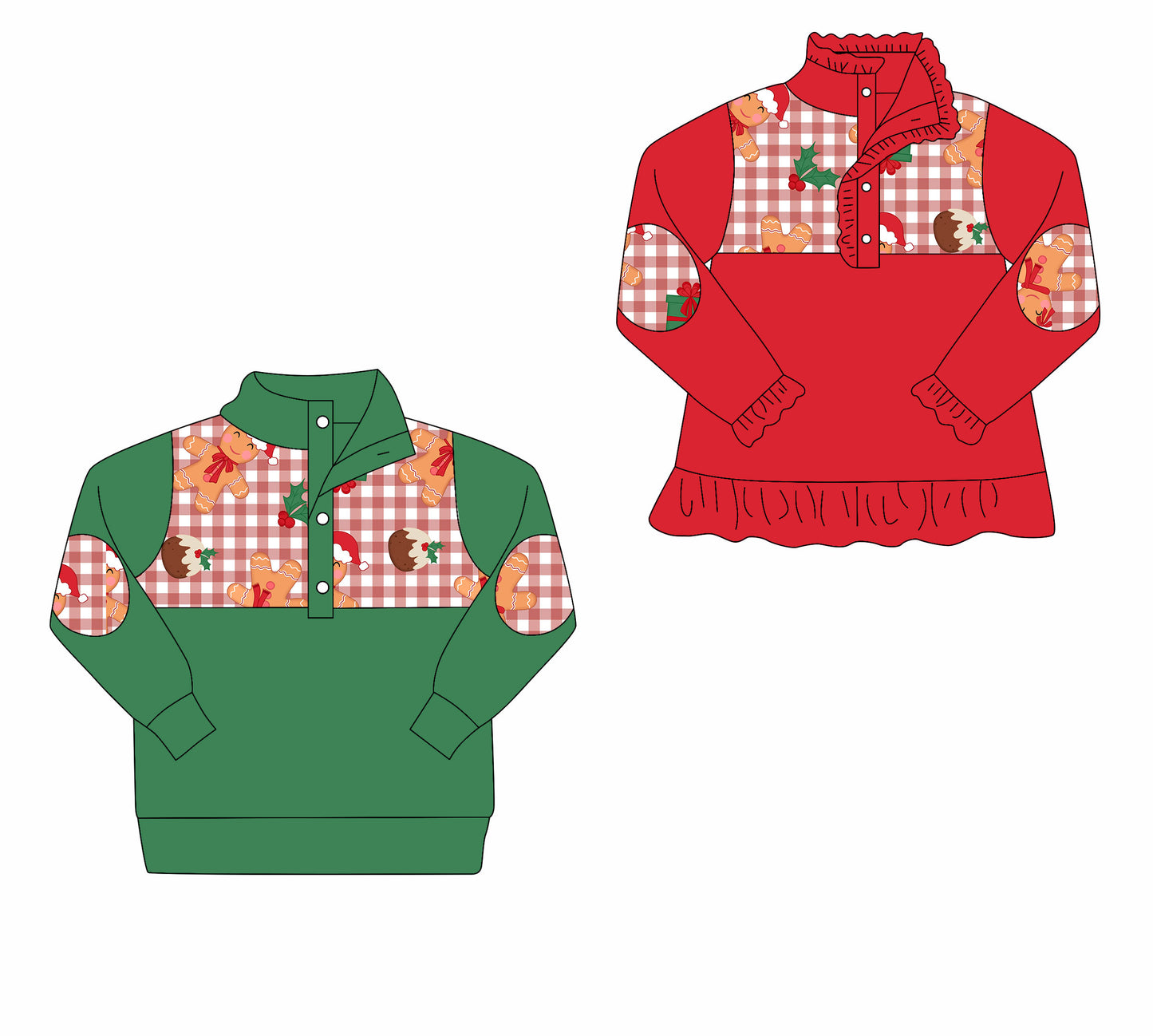 ( Moq 5 Each Style ) Sibling Baby Boys Girls Kids Long Sleeves Gingerbread Christmas Shirts Clothes