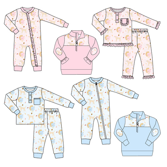 ( Moq 5 Each Style ) Baby Boys Girls Kids Long Sleeves turkey Dogs Sibling Fall Rompers Sets Clothes