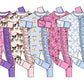 ( Moq 5 Each Style ) Sibling Baby Girls Infant Flower Bows Ruffle Zipper Footie Sleeper Rompers Clothes