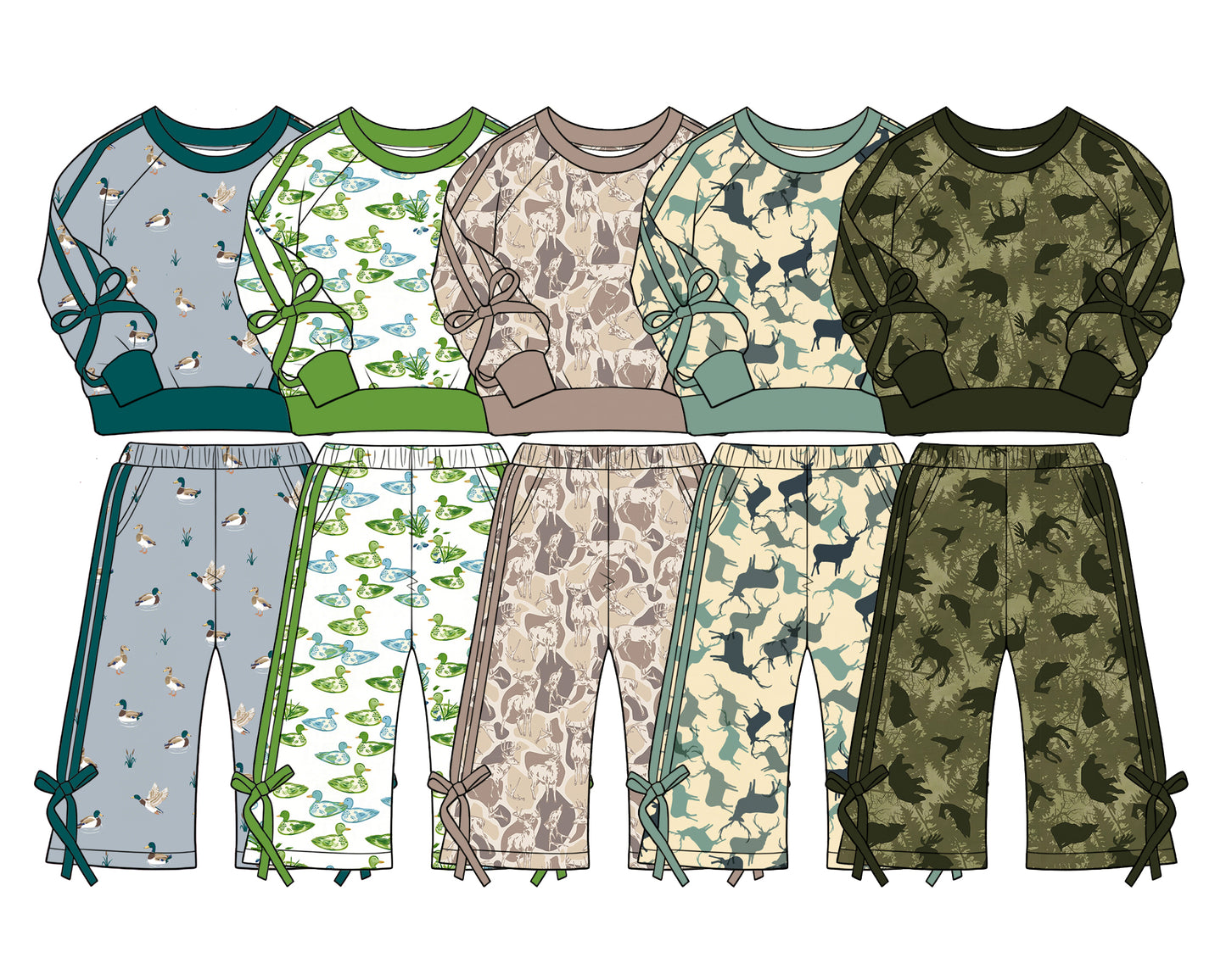 ( Moq 5 Each Style ) Sibling Baby Girls Kids Ducks Deer Bows Shirts Pants Sets Clothes