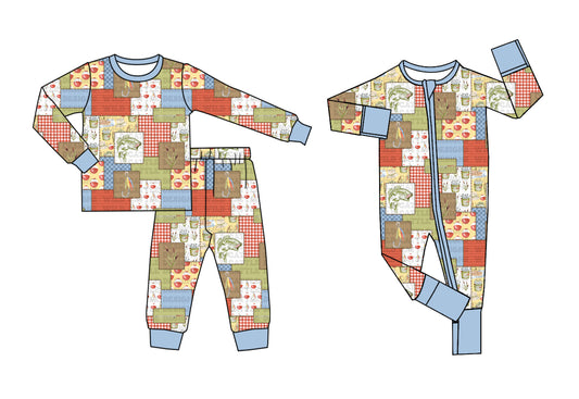 ( Moq 5 Each Style ) Sibling Baby Boys Kids Long Sleeves Fishing Set Romper Clothes