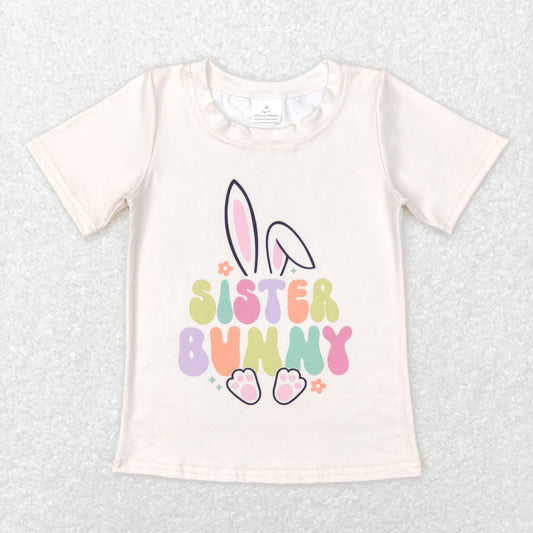 GT0394 Easter Baby Girl Short Sleeves Rabbit Tops