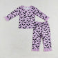 Baby Girl Bats Shirt Pants Bamboo Pajamas Halloween Purple Set