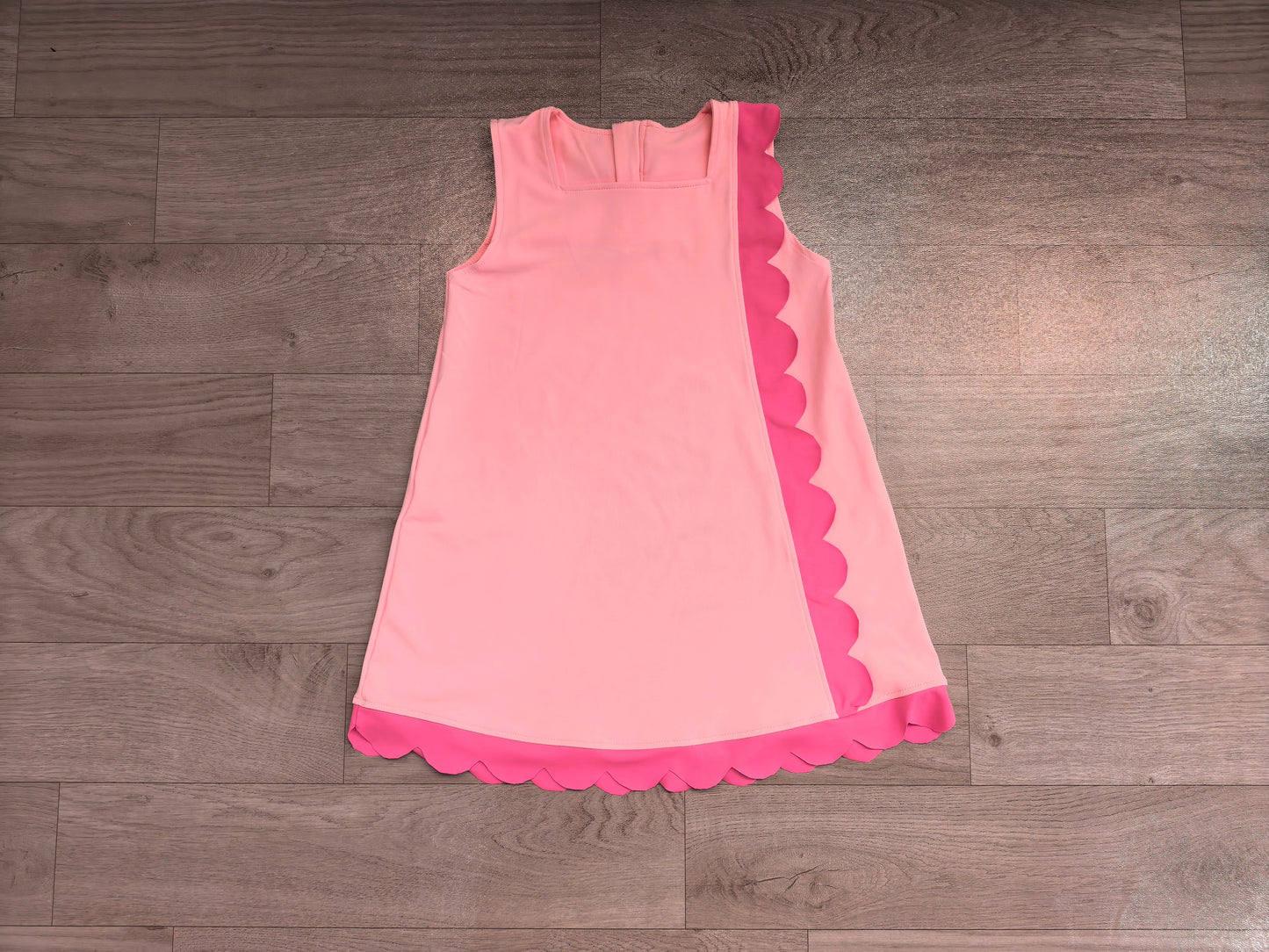 ( No moq ) Preorder Baby Girls Kids Sleeveless Scalloped Zipper Pink Dress Yoga Active Clothes
