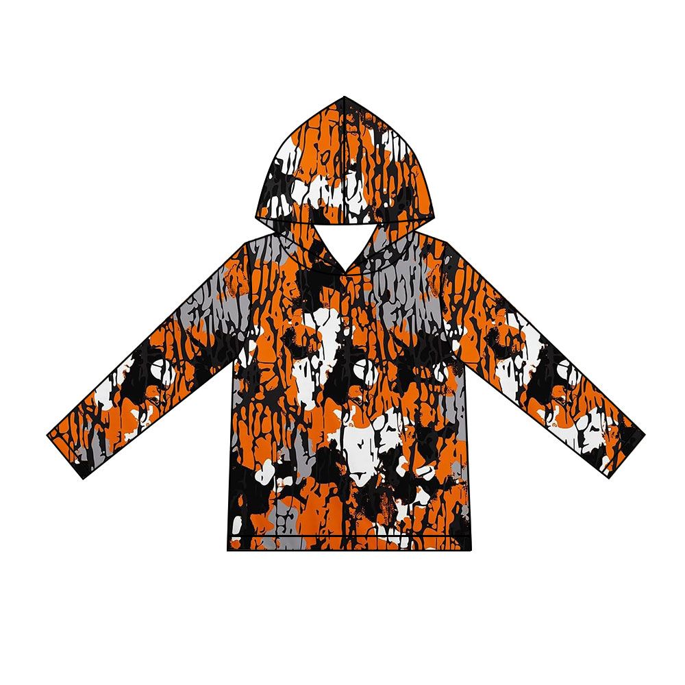 ( Moq 5 ) Preorder Baby Boys Kids Long Sleeves Camo Hoodie Shirt Pullover Orange Clothes