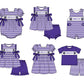 ( Moq 5 ) Baby Girls Toddler Short Sleeves Purple Stripes Bows Knee Length Dress