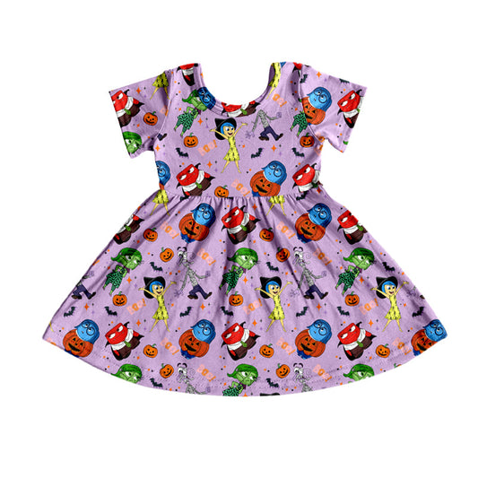 Baby Girl Halloween Pumpkin Short Sleeves Cartoon Dress