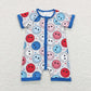 SR0692 July 4th Baby Boy Short Sleeves Face Zipper Romper