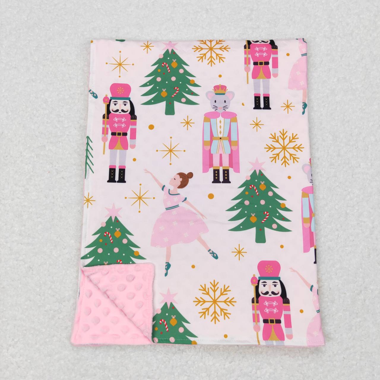 BL0086 Baby Kids Christmas Soldier Pink Blanket