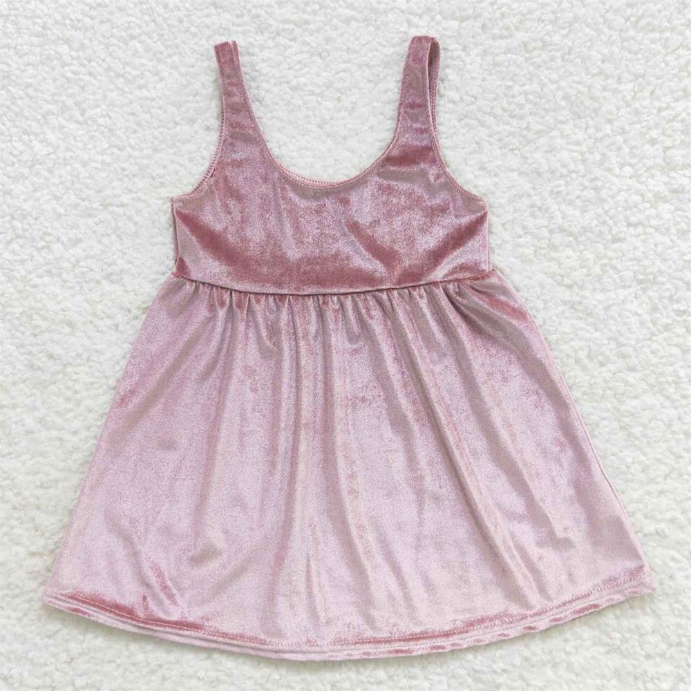 GSD0454 Baby Girl Sleeveless Suspender Velvet Dress