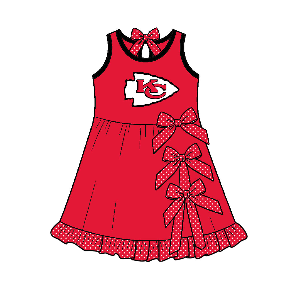 ( Moq 5 ) Custom Baby Girls Kids Sleeveless Bows Shorts Knee Length Team Dress Cheer Clothes